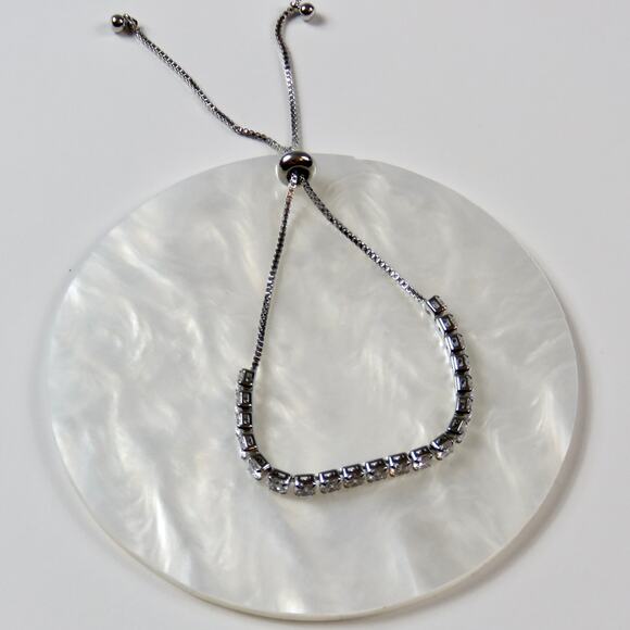 Zales Silver Bracelet with White Stones - Picture 5 of 7